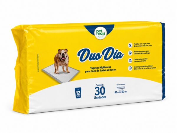 Tapete Higiênico Duo Dia Pet Mais 30 Unidades 85x60cm Ultra Absorvente para Cães