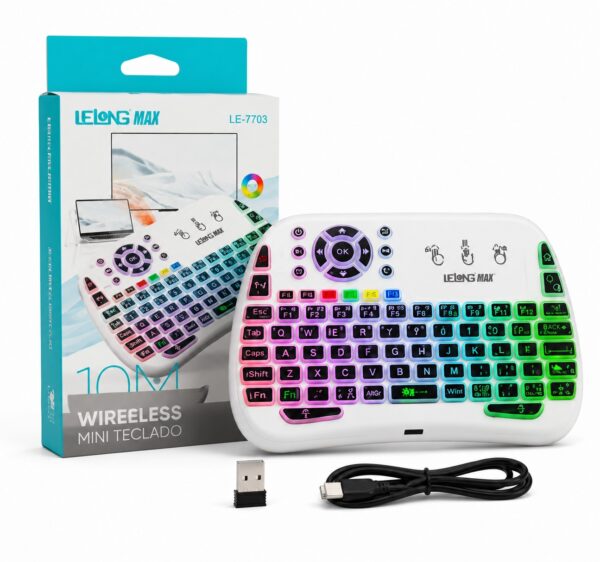 Mini Teclado Wireless RGB 2.4G BT LeLong MAX LE-7703