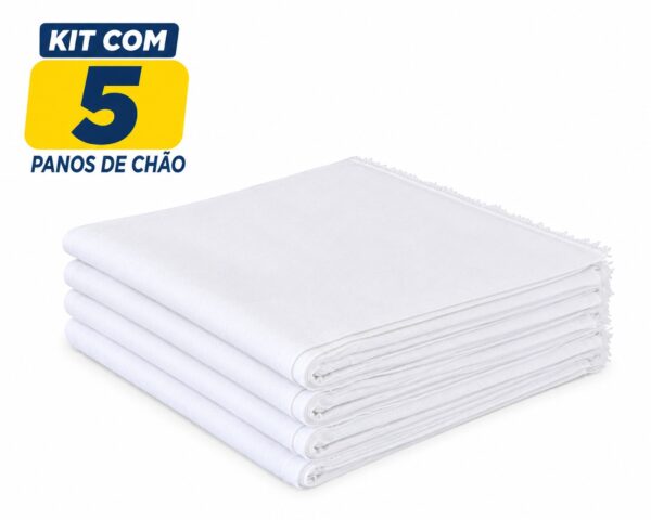 Pano de Chão Branco Alvejado Kit 5